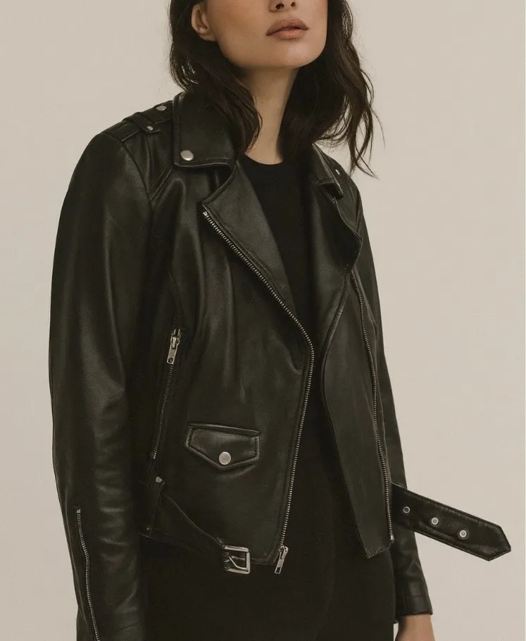 Marc New York Andrew Marc Black Genuine Leather Moto Jacket Size Small - Image 1