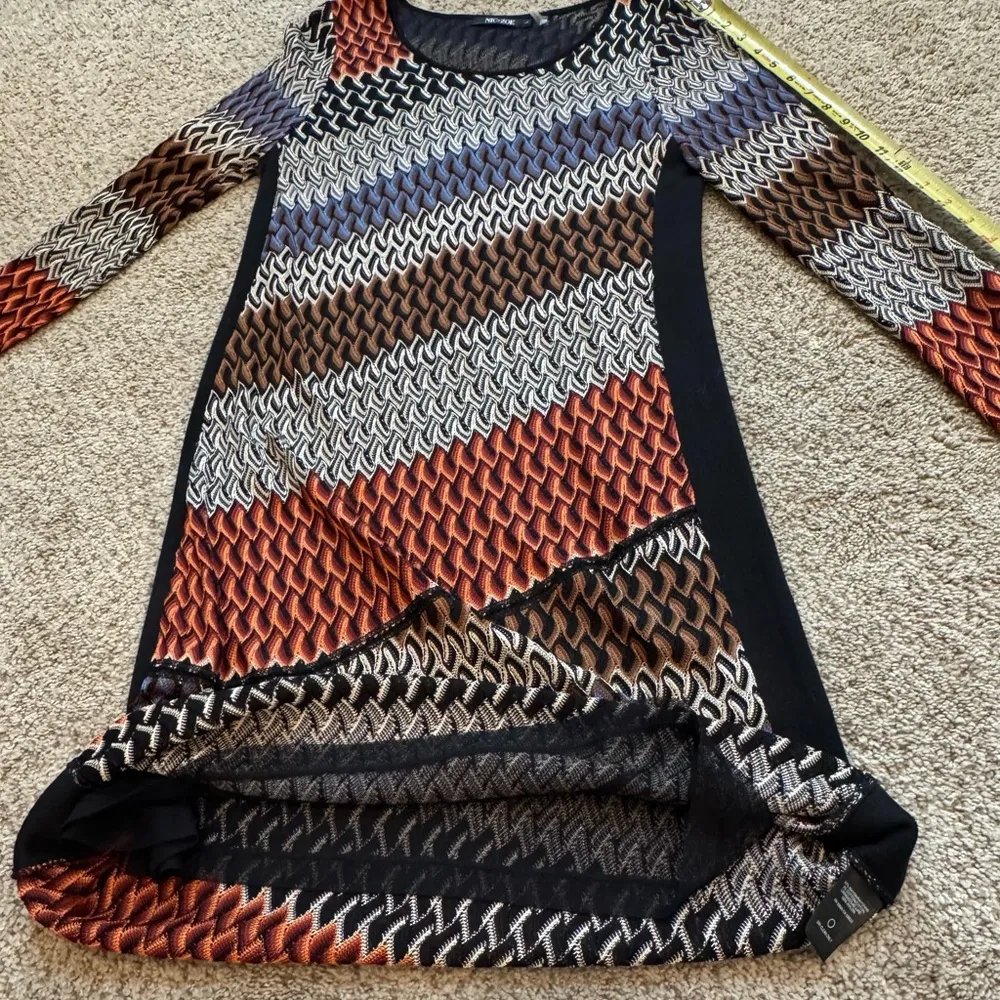 NIC+ZOE Chevron Knit Dress L Multicolor Lined Long Sleeve Fall OfficeCore Casual - Image 5