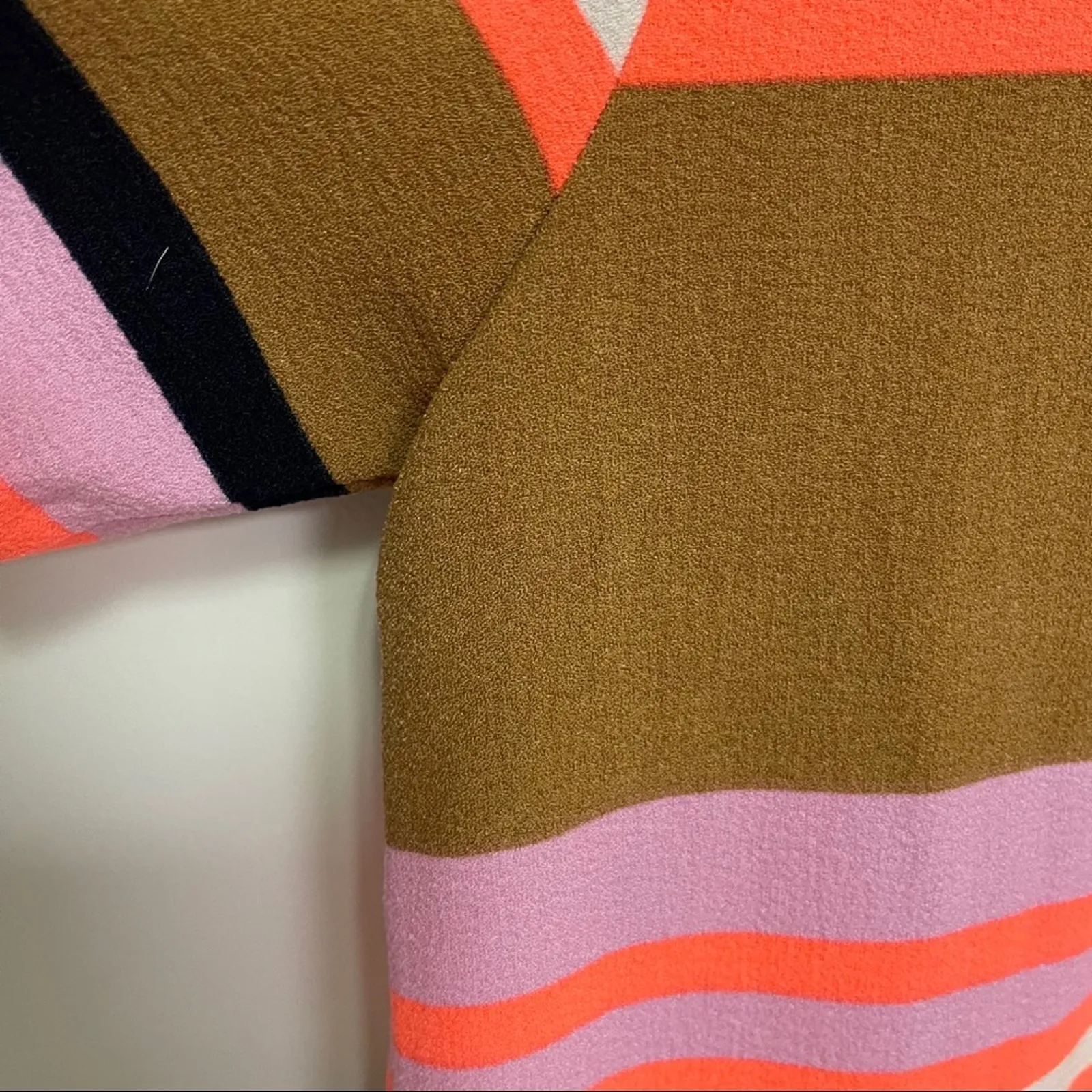 GIBSON LATIMER Dress Size Small Stripe Neutral Neon Navy Short Sleeve Mini - Image 7