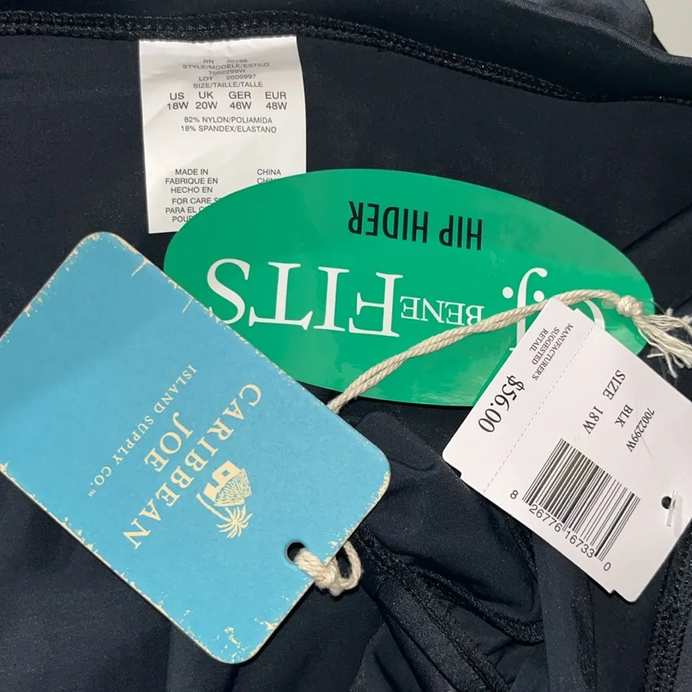 Caribbean Joe NWT Sz 18W Black Hip Hider Bathing Suit Swim Skirt w/ Inner Panty - Image 3