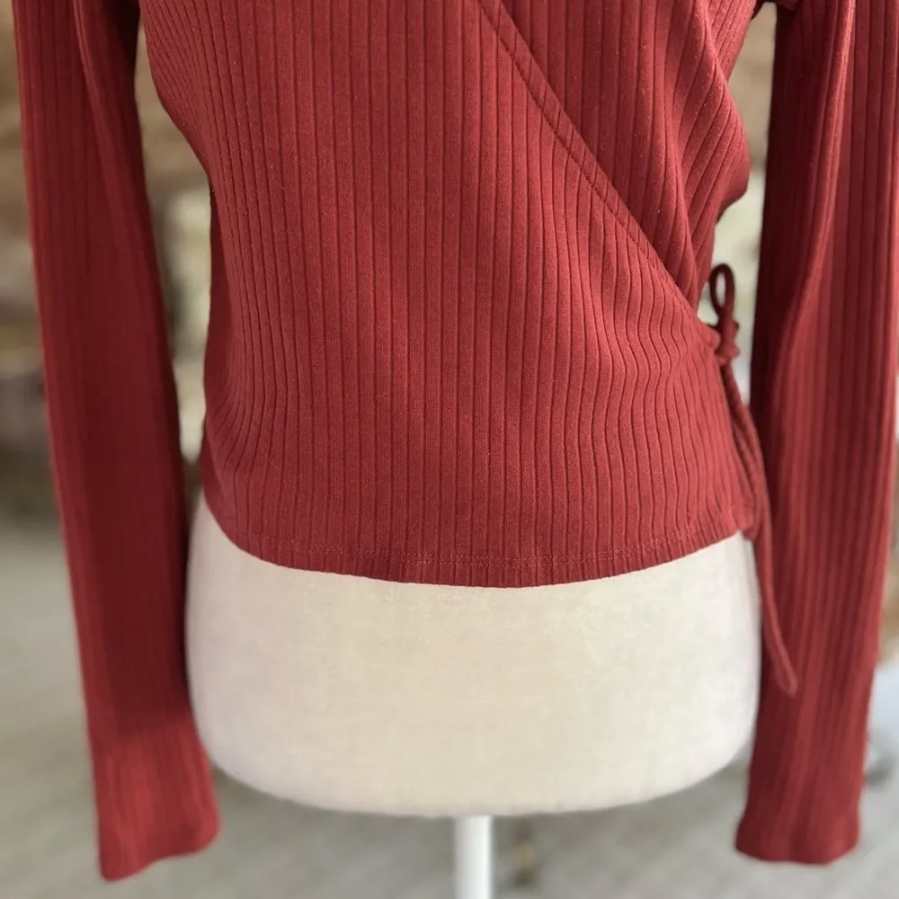 One Clothing Top Cropped Wrap Brown Rust Wrap L (Jrs) Festival Concert Casual - Image 3