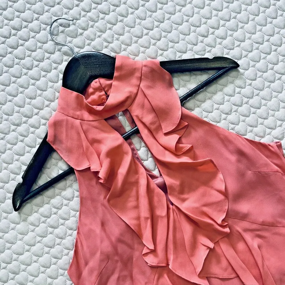 NWT CINQ A SEPT Solid Moma Silk Top Size XS Ruffle Sleeveless - Image 3