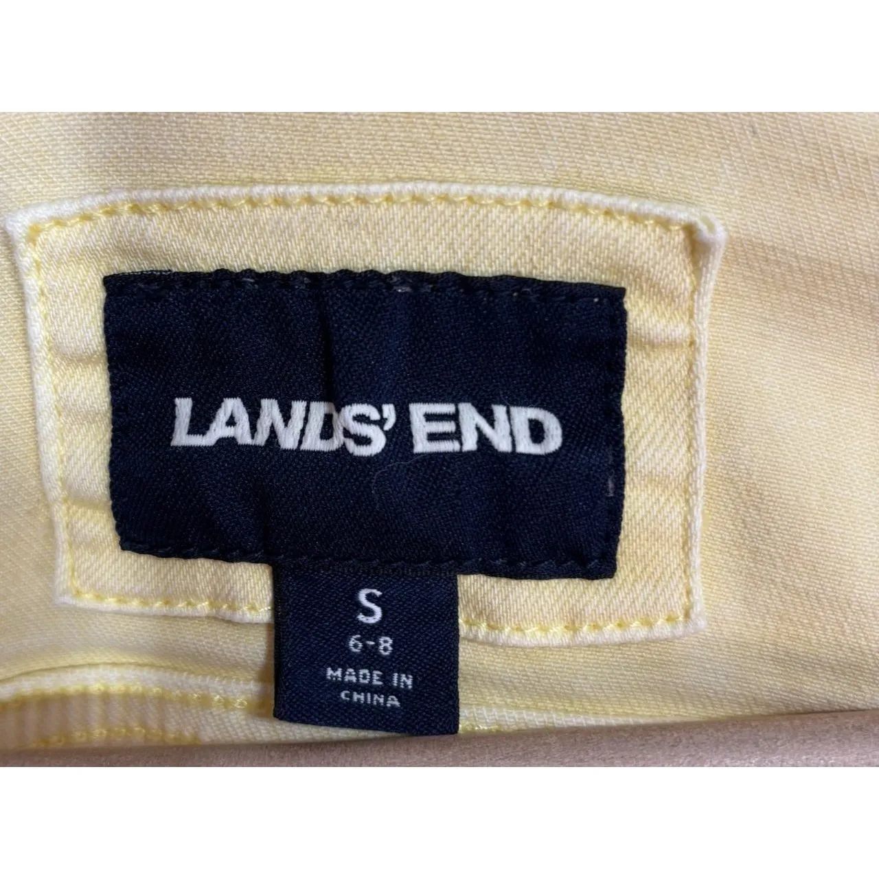 Lands End Women's Denim Jacket Butter Yellow Light Wash Trucker Clean Girl Sz S - Image 6