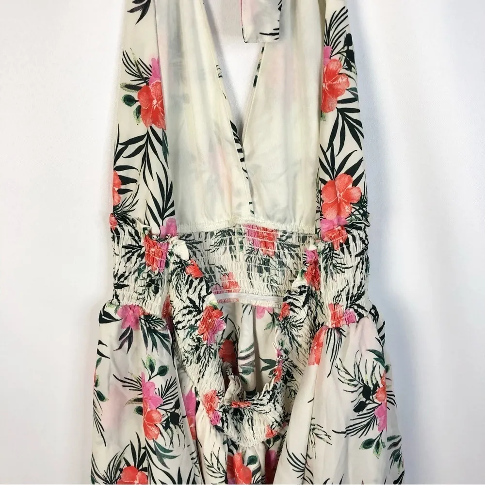Madden NYC White & Pink Floral Tiered Halter Mini Dress XL - Image 4