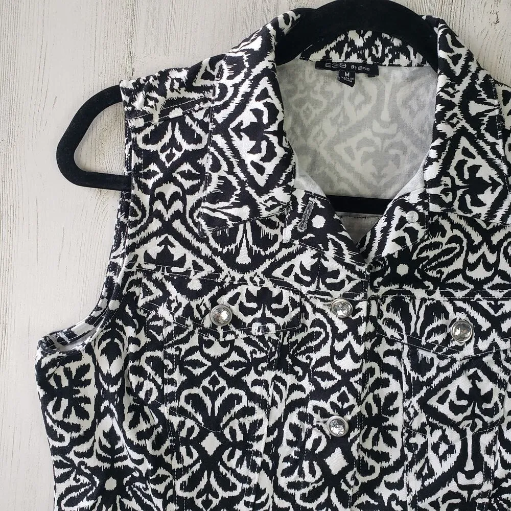 E39 By Eric Black & White Tailored Vest Medium - Image 2