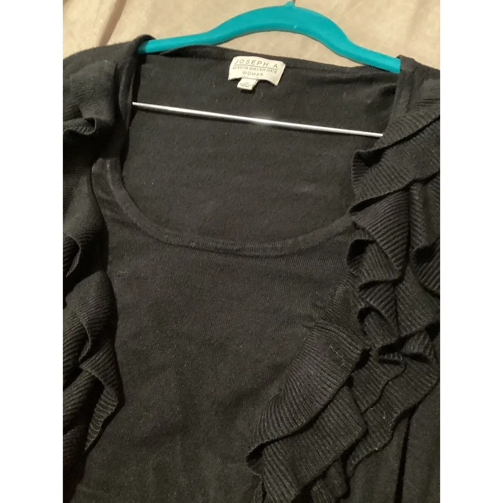 Joseph A  Black Rayon Blend Knit Open Cardigan - Image 6