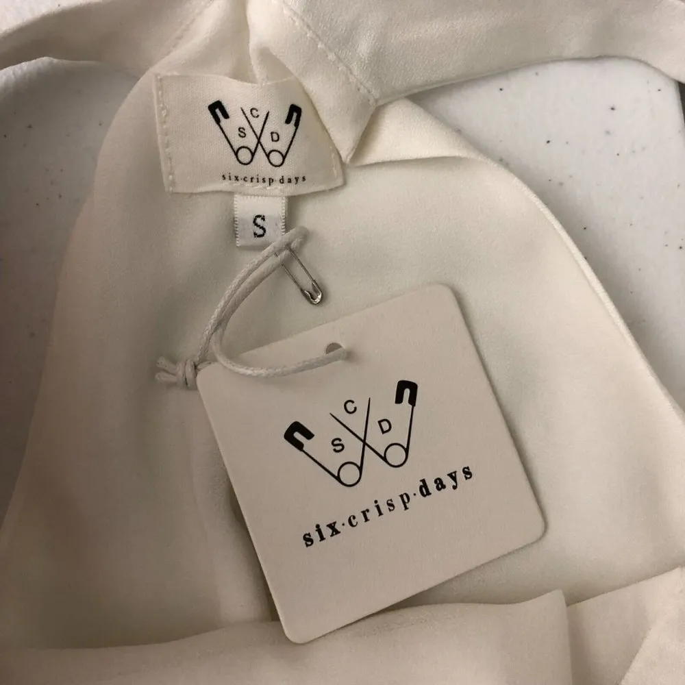 Six Crisp Days Womens Top Blouse Sleeveless Hi Low Hem Square Neck White S - Image 3