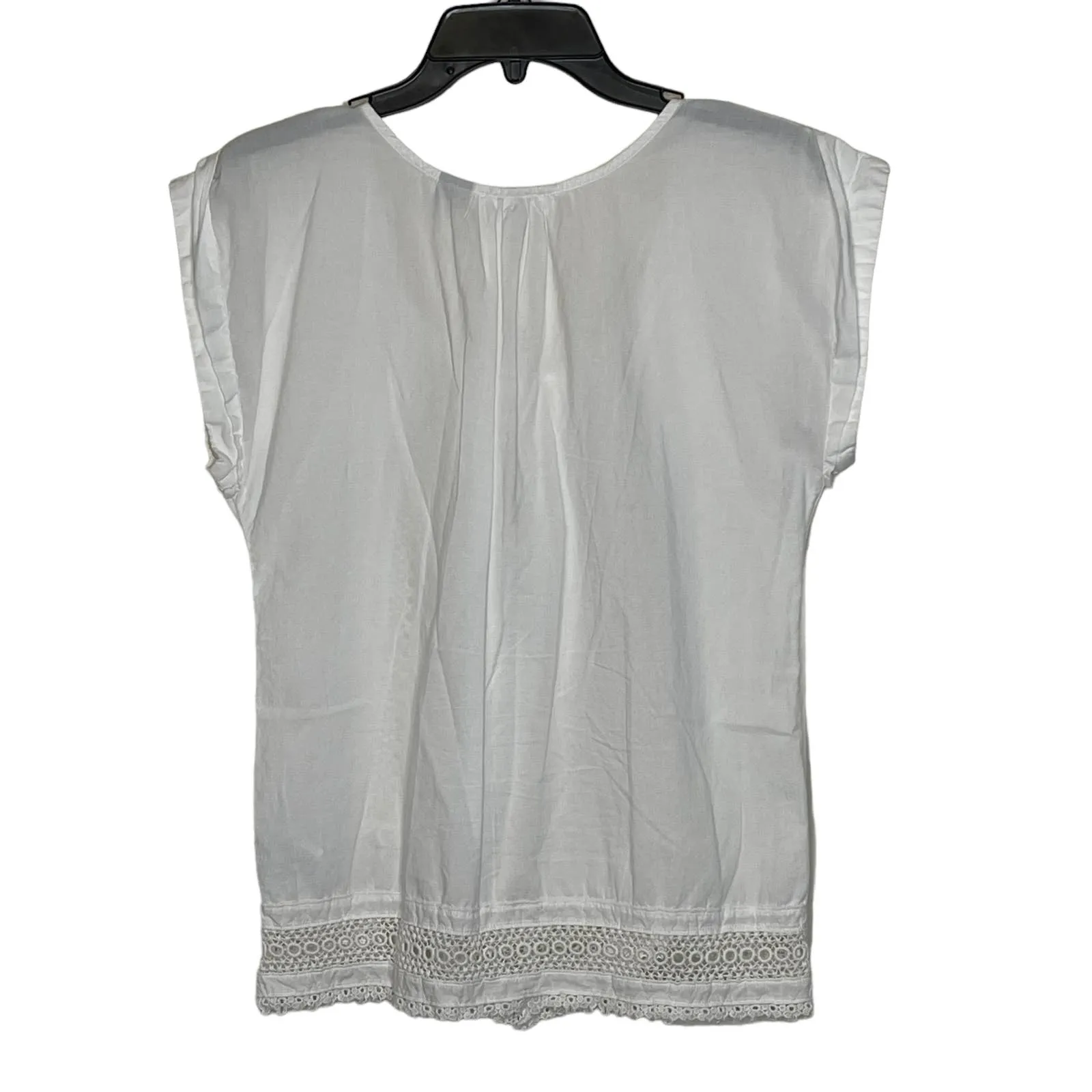 Miss Me Top Size Small White With Lace 100% Cotton Womens‎ Blouse Shirt - Image 8