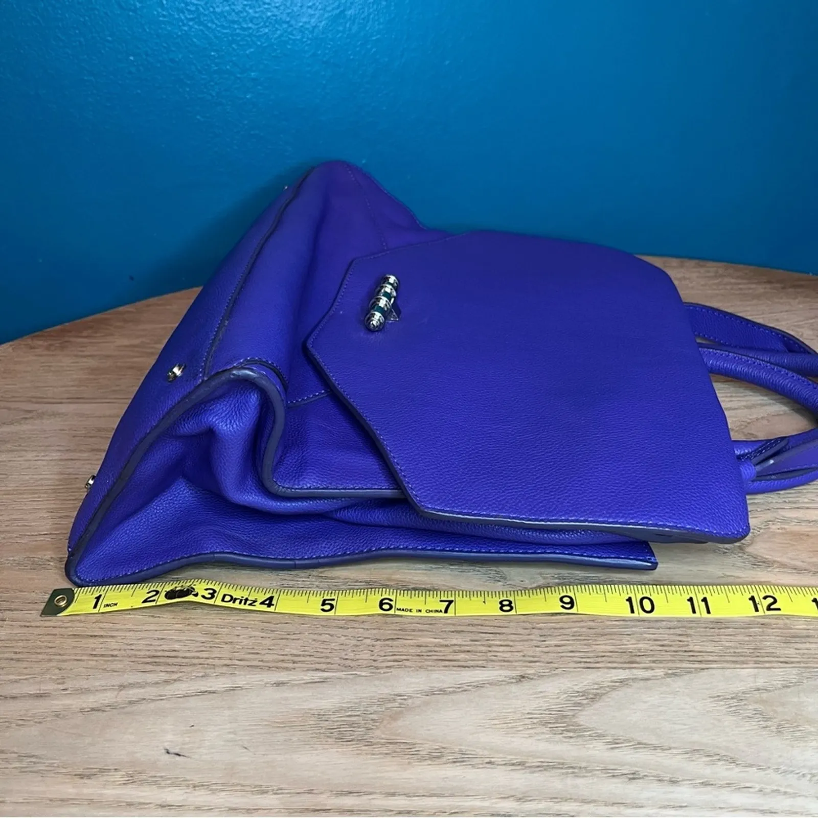 Givenchy Obsedia Medium Flap Pebbled Calfskin Satchel Purse Bag Concord Purple - Image 15