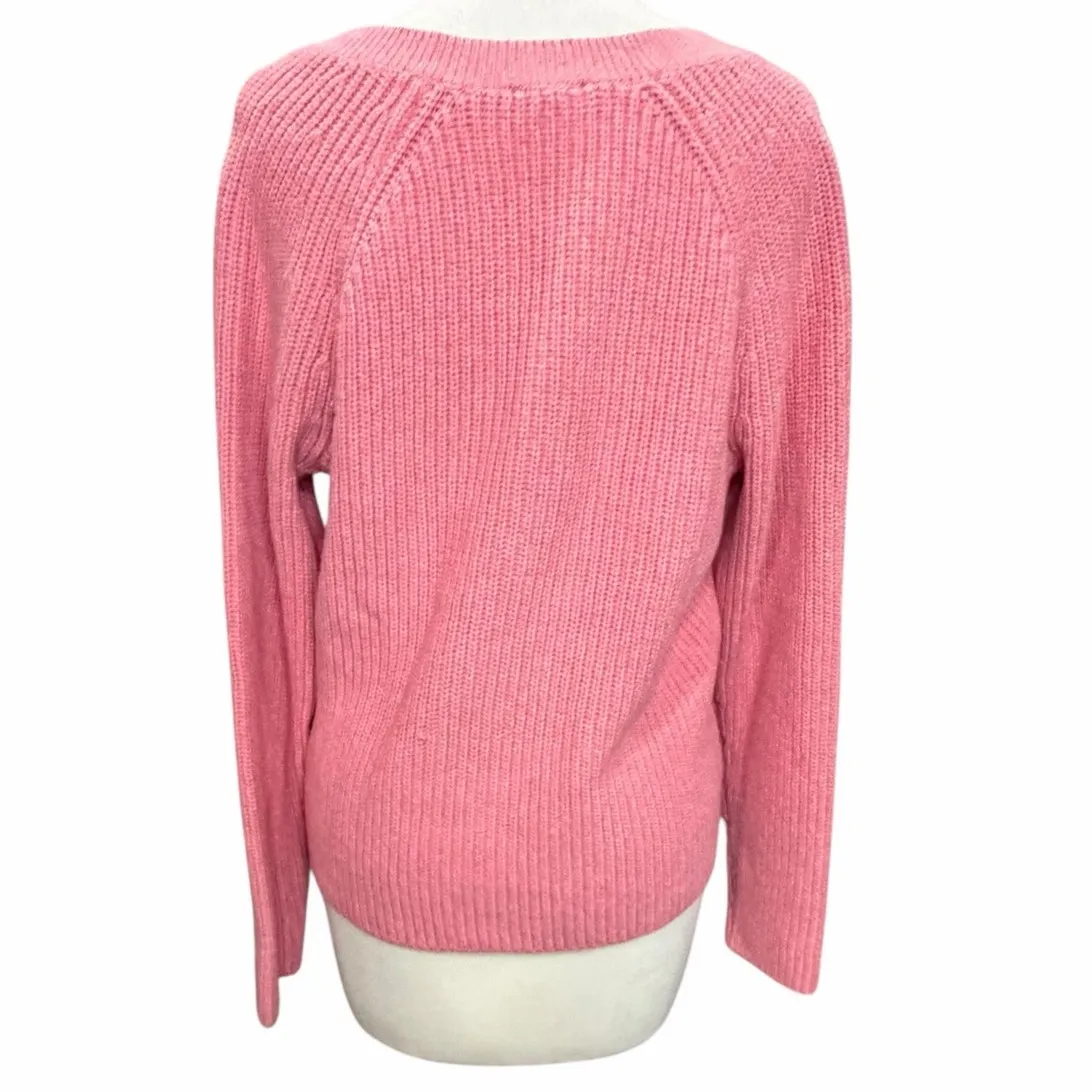 Talbots Shaker Stitch Cardigan Women L Pink Soft Cotton Knit Sweater Chunky Cozy - Image 4