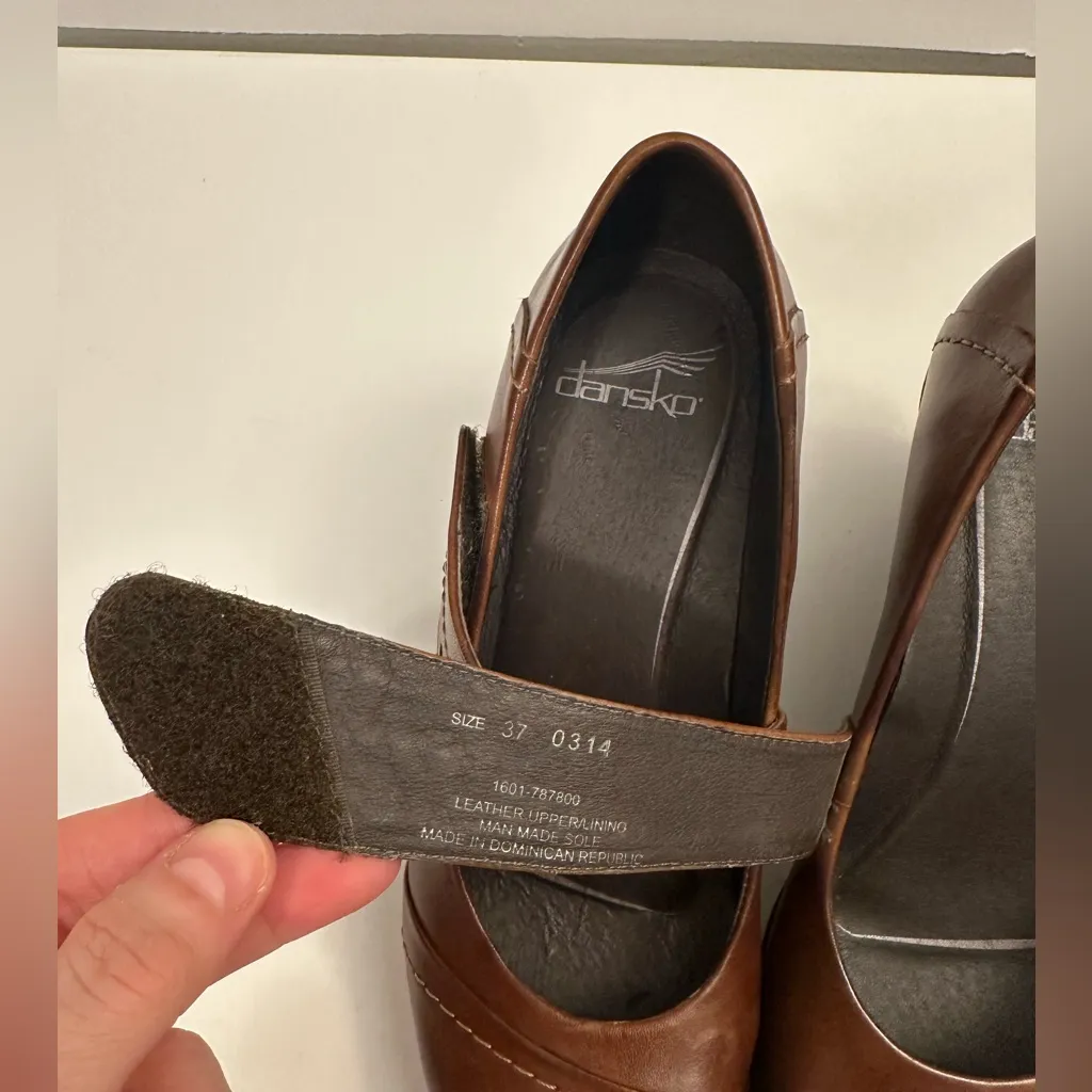 Dansko Leather Burnished Nappa Wedge Mary Janes Brown Size EU 37 - Image 11