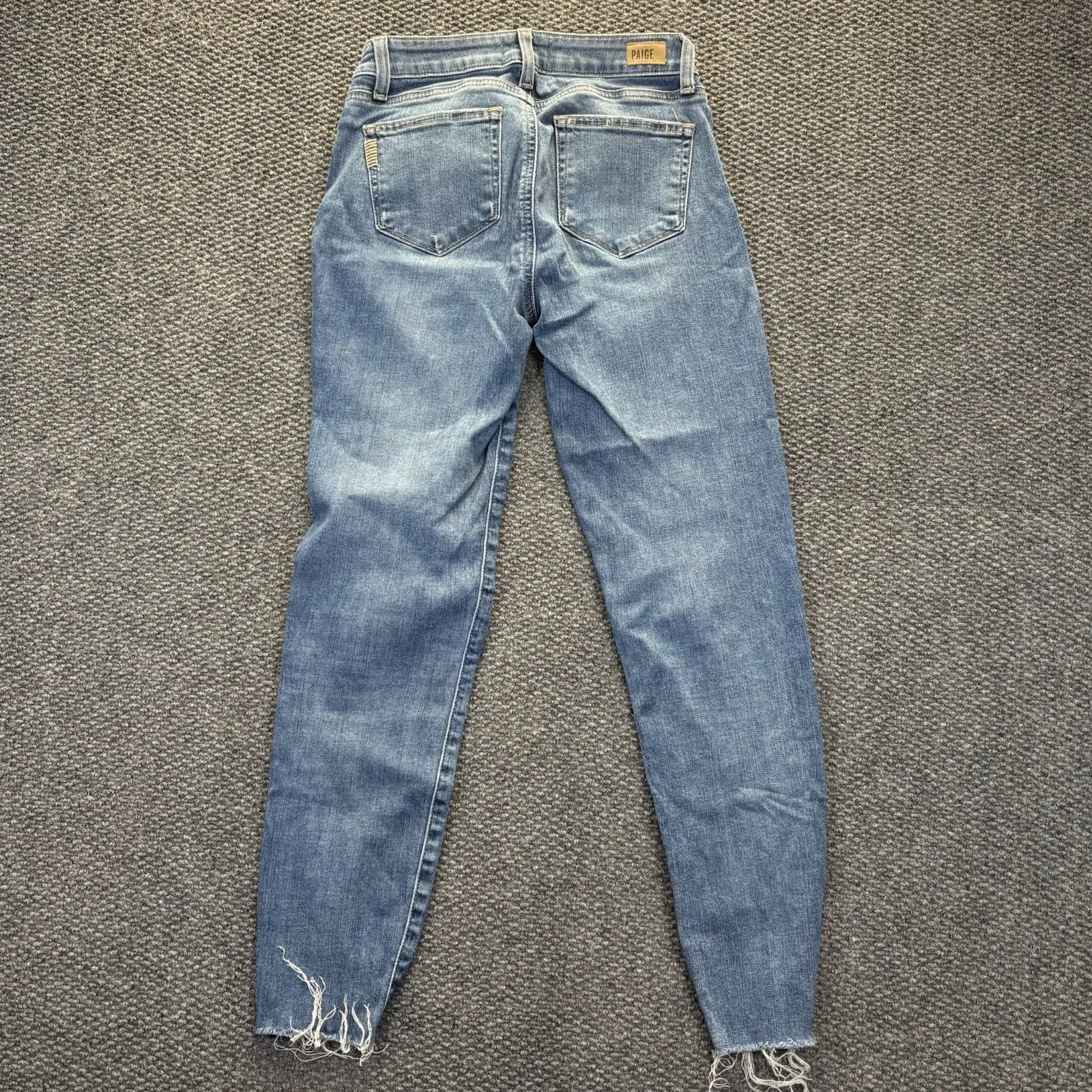 Paige Jeans Womens 27 Blue Hoxton Ankle Skinny Mid Rise Raw Hem Stretch Denim - Image 4