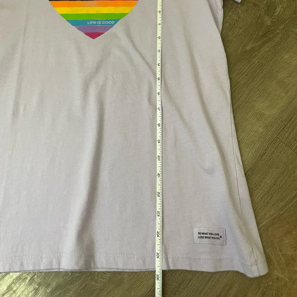 Life Is Good NEW Purple Crusher Tee Rainbow Heart Flag ~ NWT Women’s Size M - Image 13