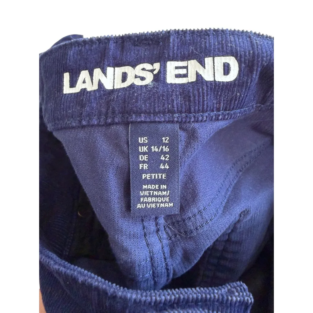 LANDS END Navy Blue Corduroy Straight Leg Pants Size 12 P - Image 2