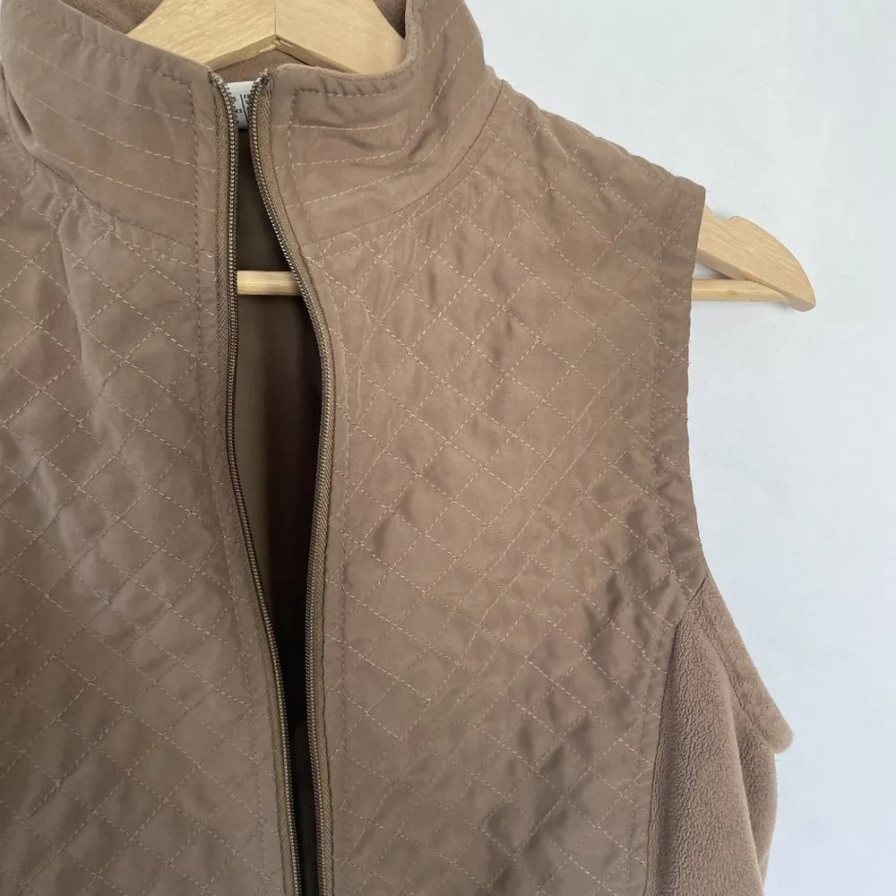 Columbia brown full zip quilted fleece women's winter vest warm size S pockets - Image 2