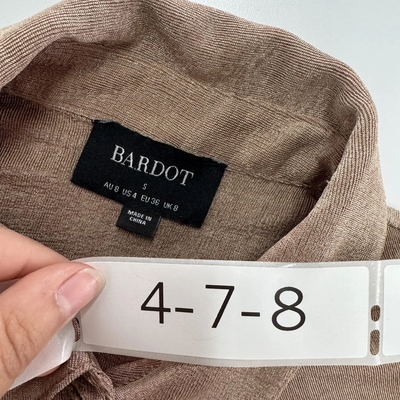 Bardot Dress Womens Small The Gathered Slinky Button Front Collared Ruched - Image 5