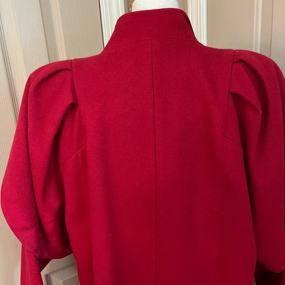 Bryant Park vintage 80s red wool dress trench coat with caplet sleeves Size 14. - Image 7