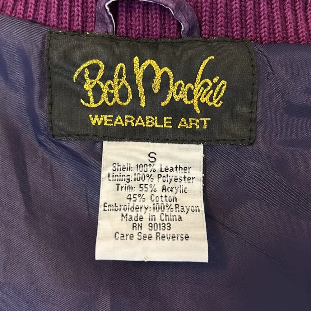 Vintage Bob Mackie Purple Suede Embroidered Full Zip Cardigan - Image 9
