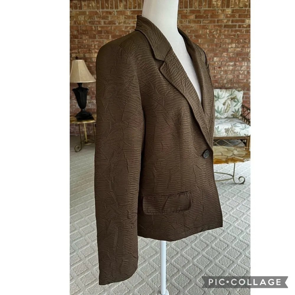 Coldwater Creek Blazer Brown Textured One Button 10/12 Work Job Office Casual - Image 3