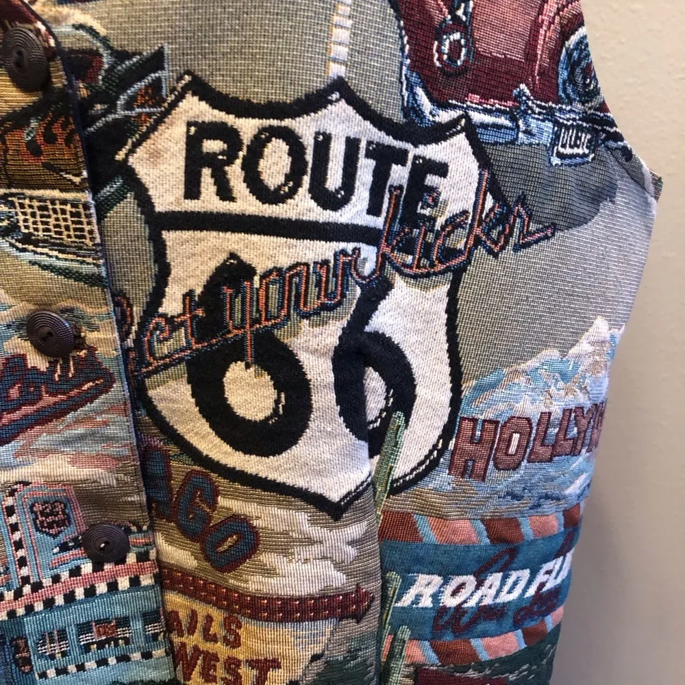 Vintage Venezia Jeans Route 66 Tapestry Style Vest Size 18/20 - Image 4
