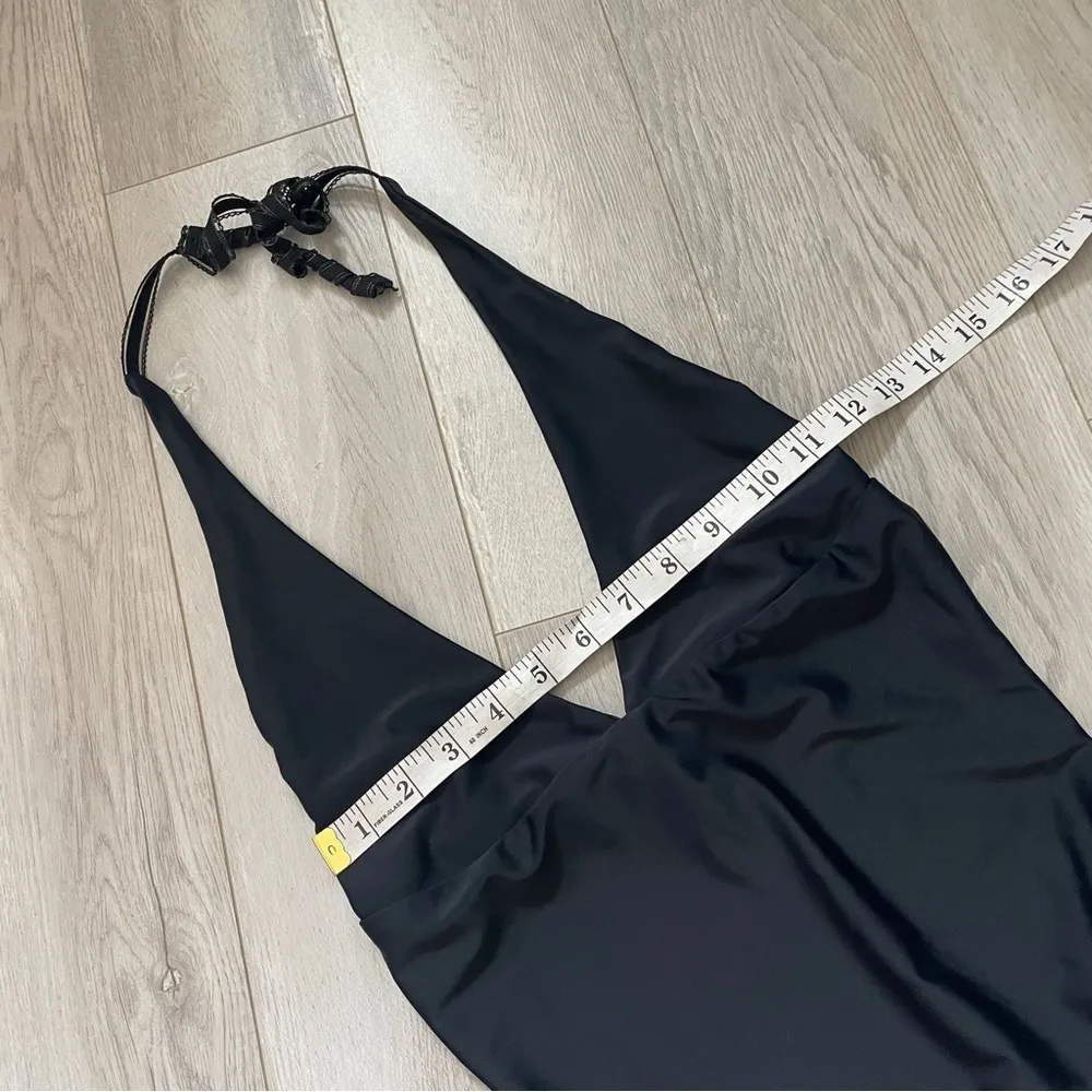 Lezard One Piece Swimsuit halter scrunch backless womens Black (large) - Image 3