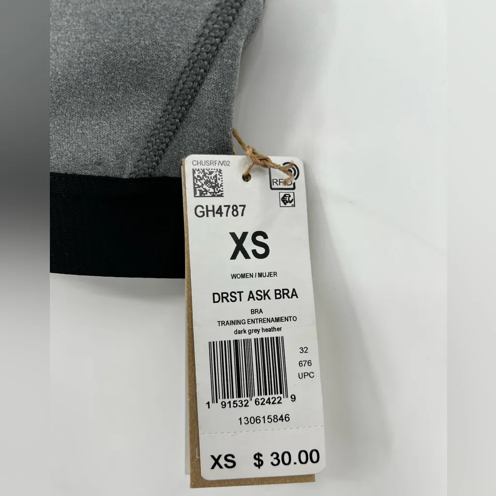 🆕 NWT Adidas Don’t Rest Sports Bra Racerback Mesh Sheer Stretch Grey Black XS - Image 12