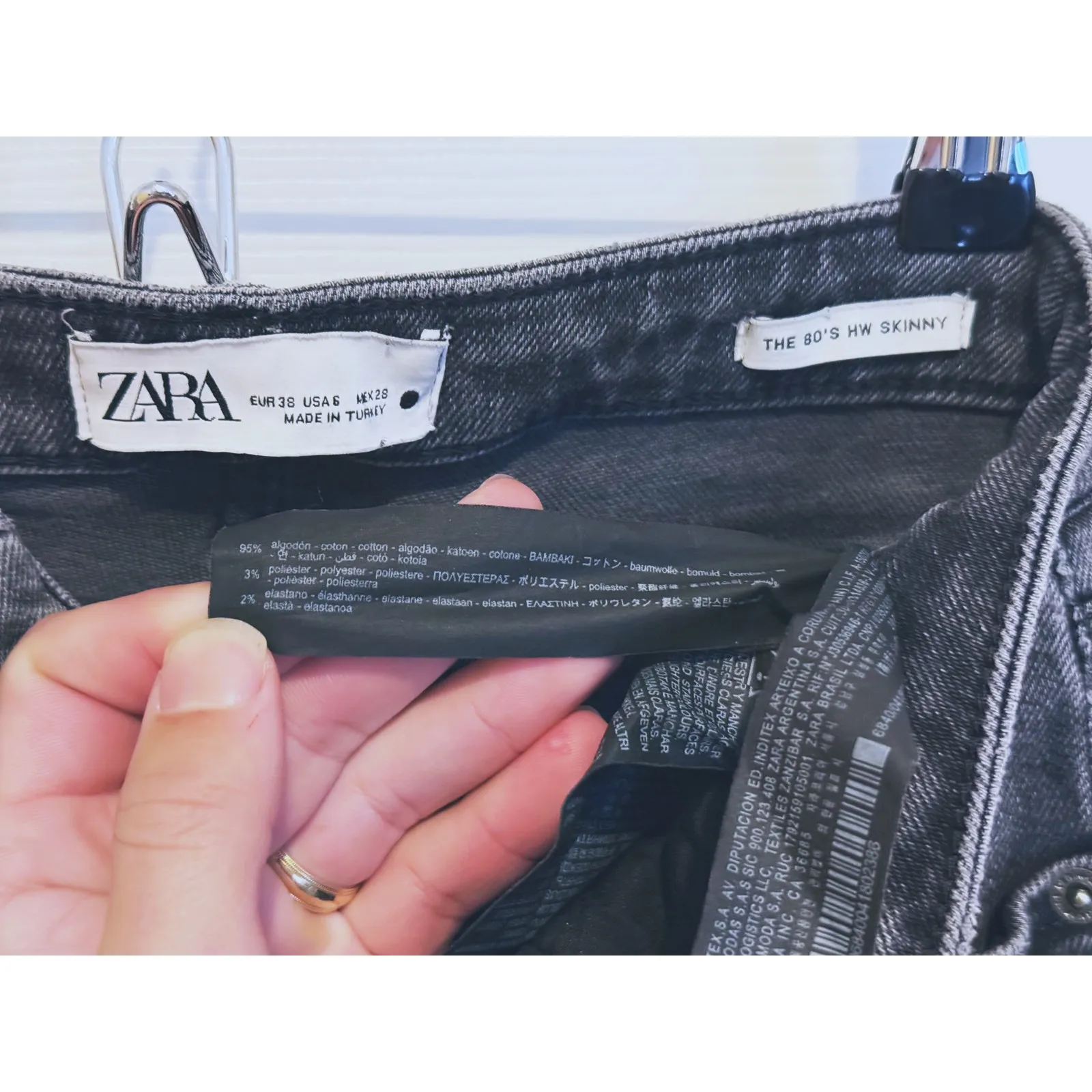 Zara The 80’s High Waist Skinny Jeans Black Size 6 Edgy Punk Classic Luxury - Image 6