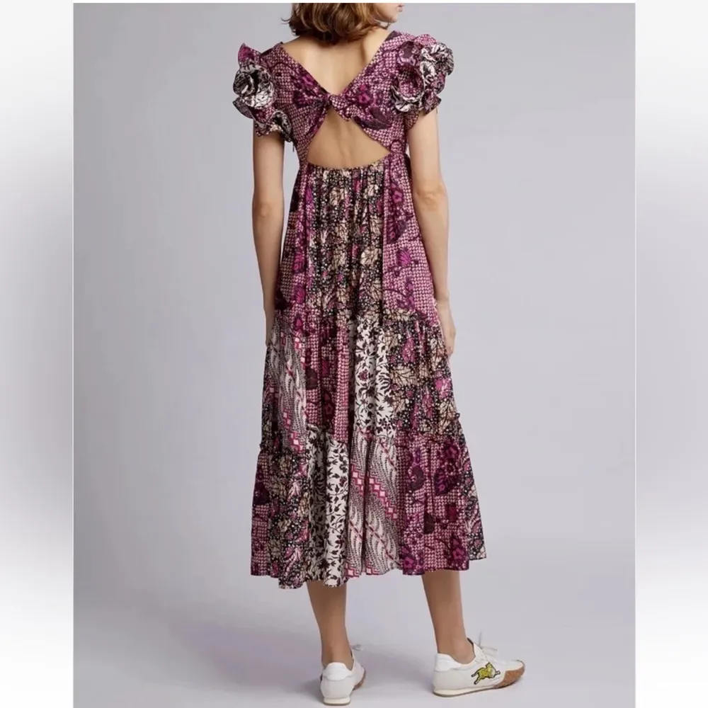 ULLA JOHNSON Zoya Ruffle Tiered Floral Maxi Dress in Fuchsia Size 4 - Image 16