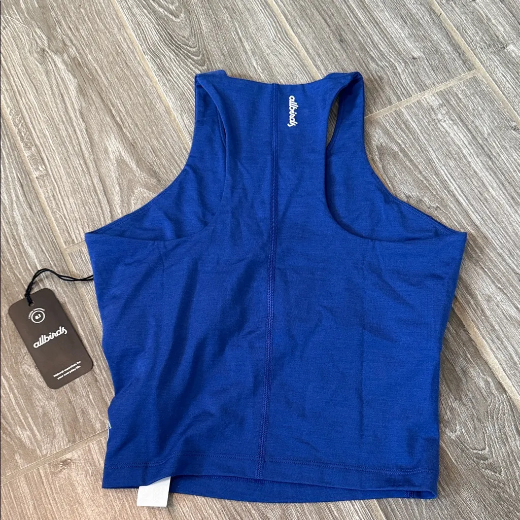 NEW! Allbirds Women's super soft hazy cobalt natural run form cropped tank XS - Image 4
