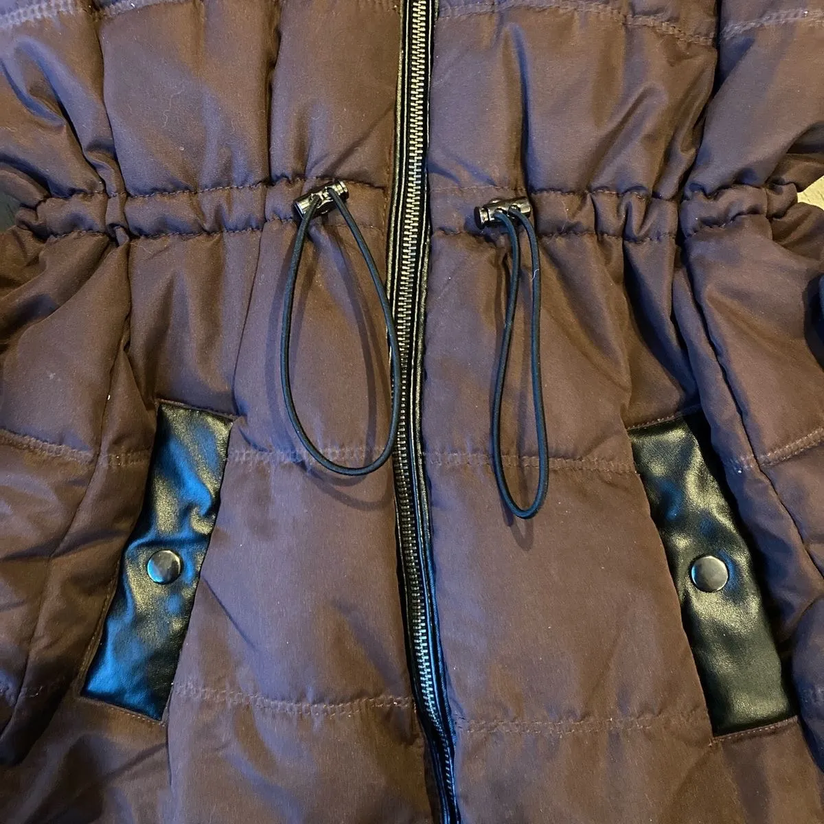 Old Navy Brown, Fur-Trimmed Long Puffer Jacket - Image 4