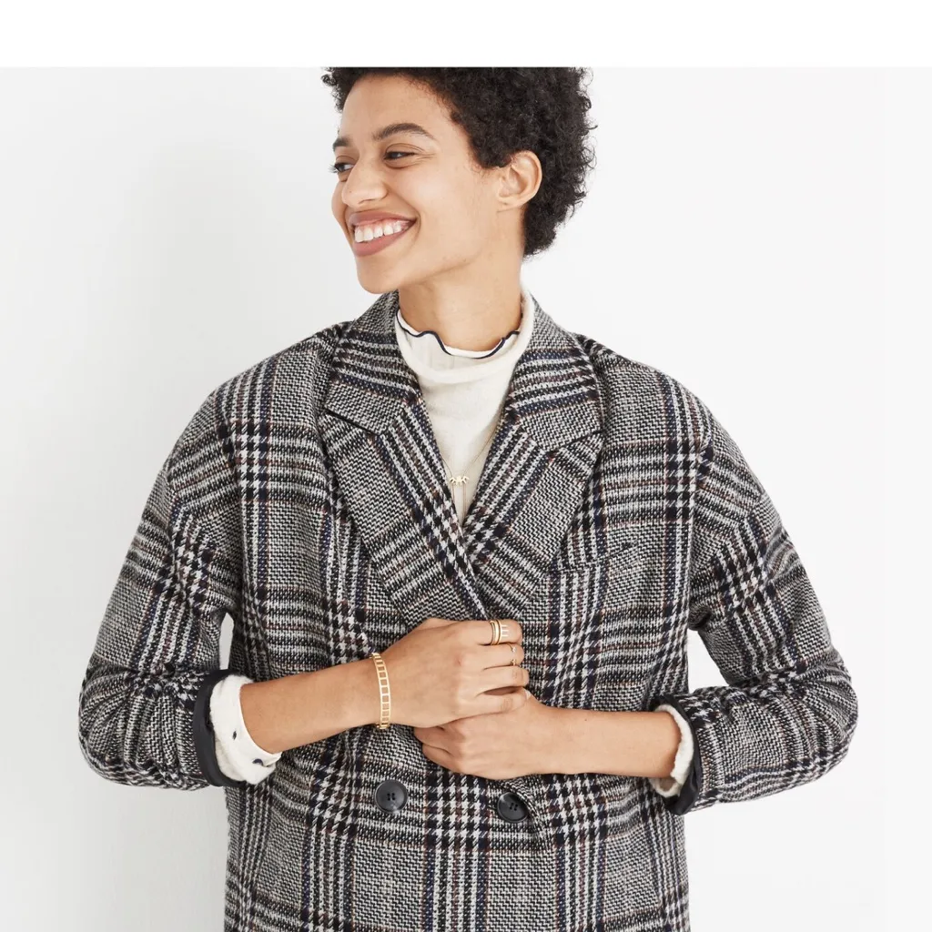 Madewell Plaid Goodwin Oversized Topcoat size L - Image 7