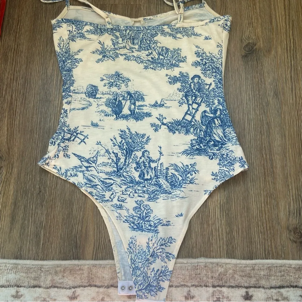 Cider Blue and White Toile Print Bodysuit - Image 8