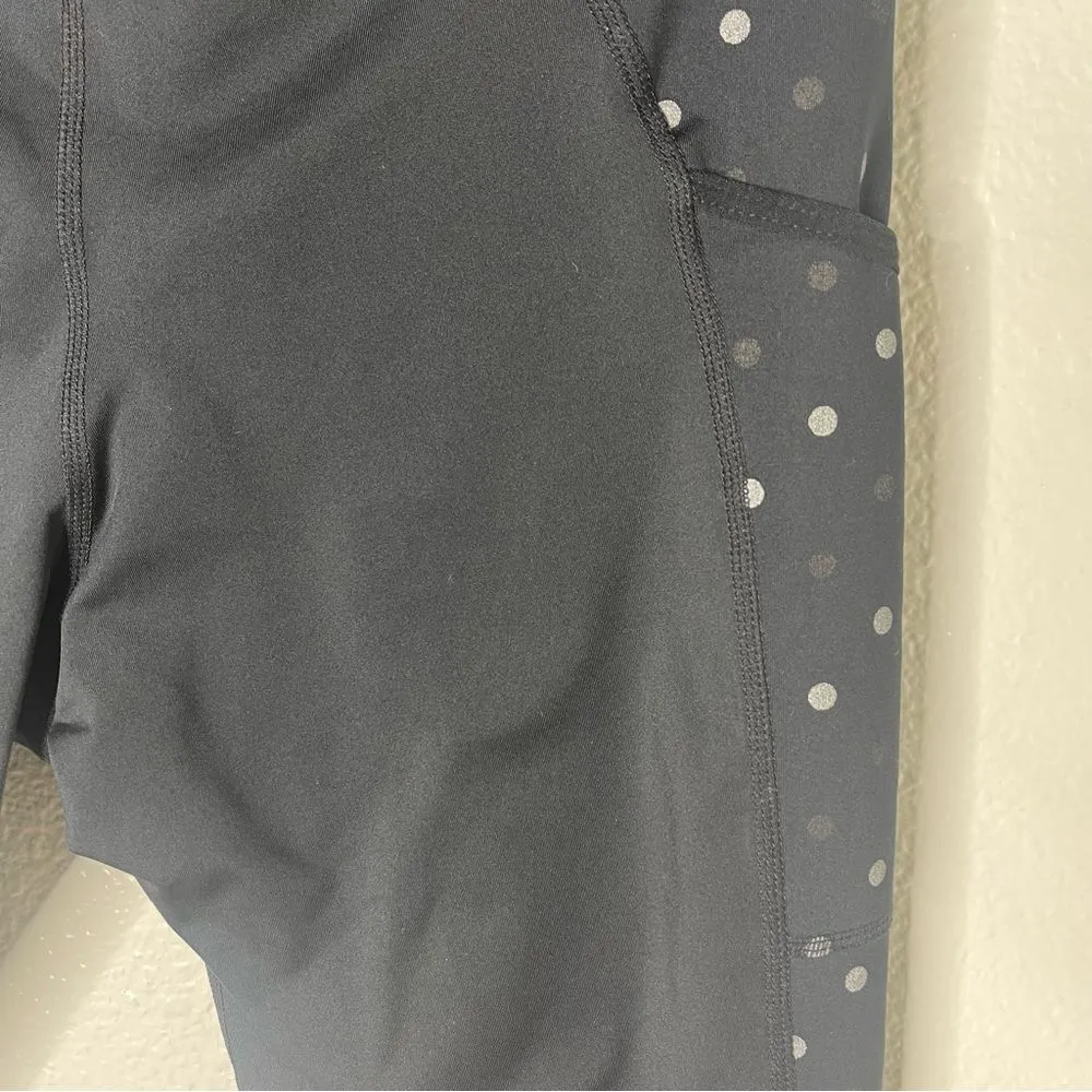 Nike Large Charcoal Grey and Polka Dot Running Leggings Dri Fit Cropped Mid Rise - Image 10