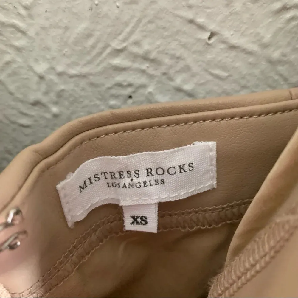 Mistress Rocks Vegan Leather Biscuit Deep Plunge Mini Dress Sz XS - Image 5