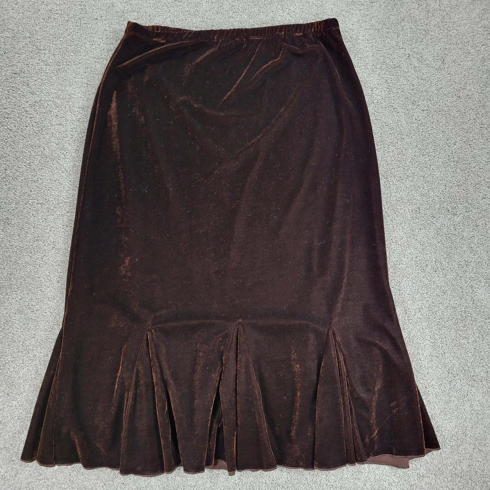 Vtg Susie Couture Velvet Skirt Set Womens L Brown Paisley Cowl‎ Neck Whimsigoth Size L - Image 4