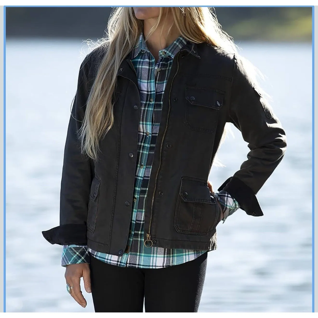 Legendary Whitetails Women's Field Guide Jacket Black Large Flannel Lined - Image 11