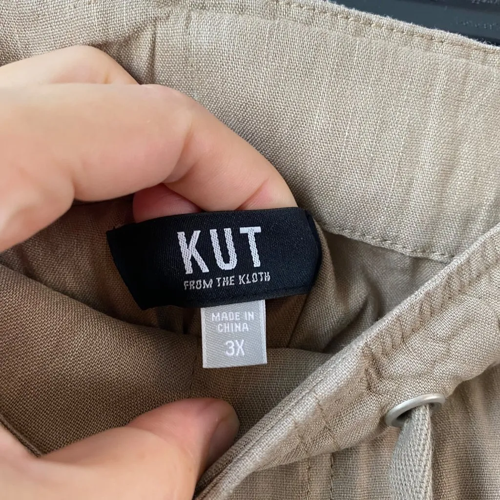 Kut‎ From The Kloth Rosalie Linen Blend Drawstring Ankle Pants Size 3X Khaki - Image 3