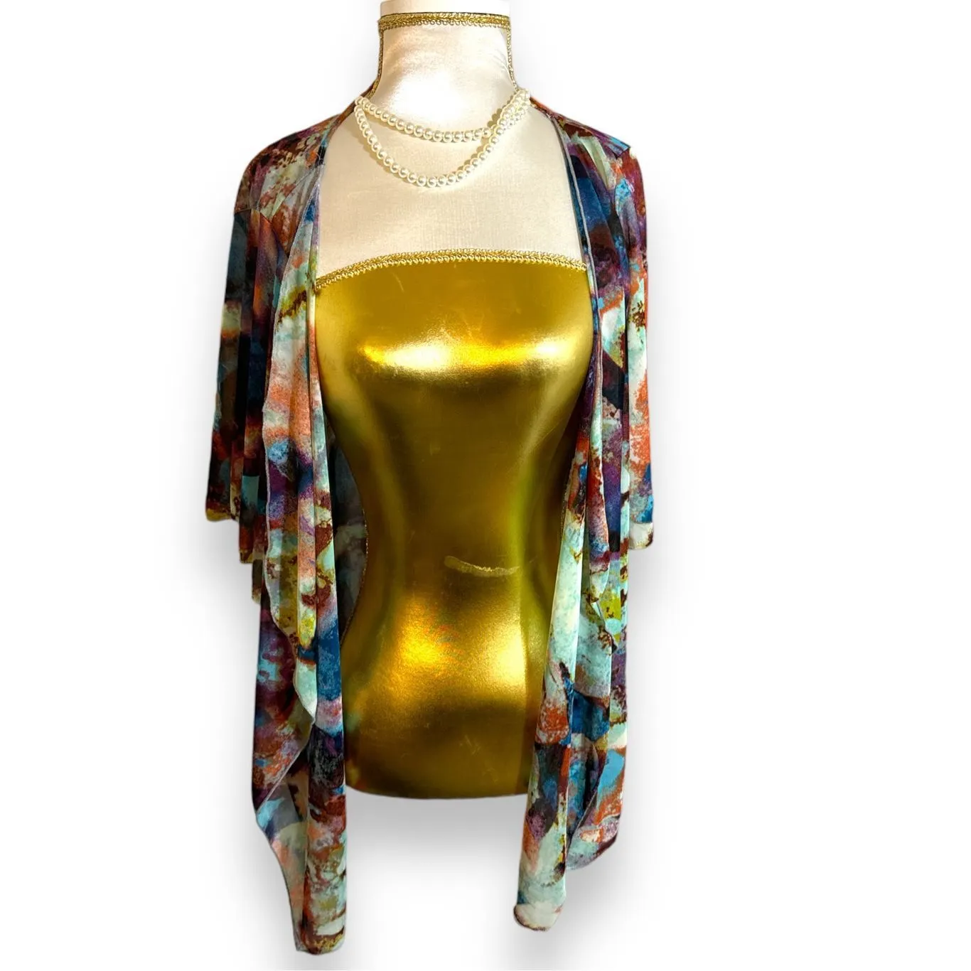 Vintage Y2K Maurices Sheer Watercolor Open Front Flowy Kimono Sweater sz 2X Boho - Image 5