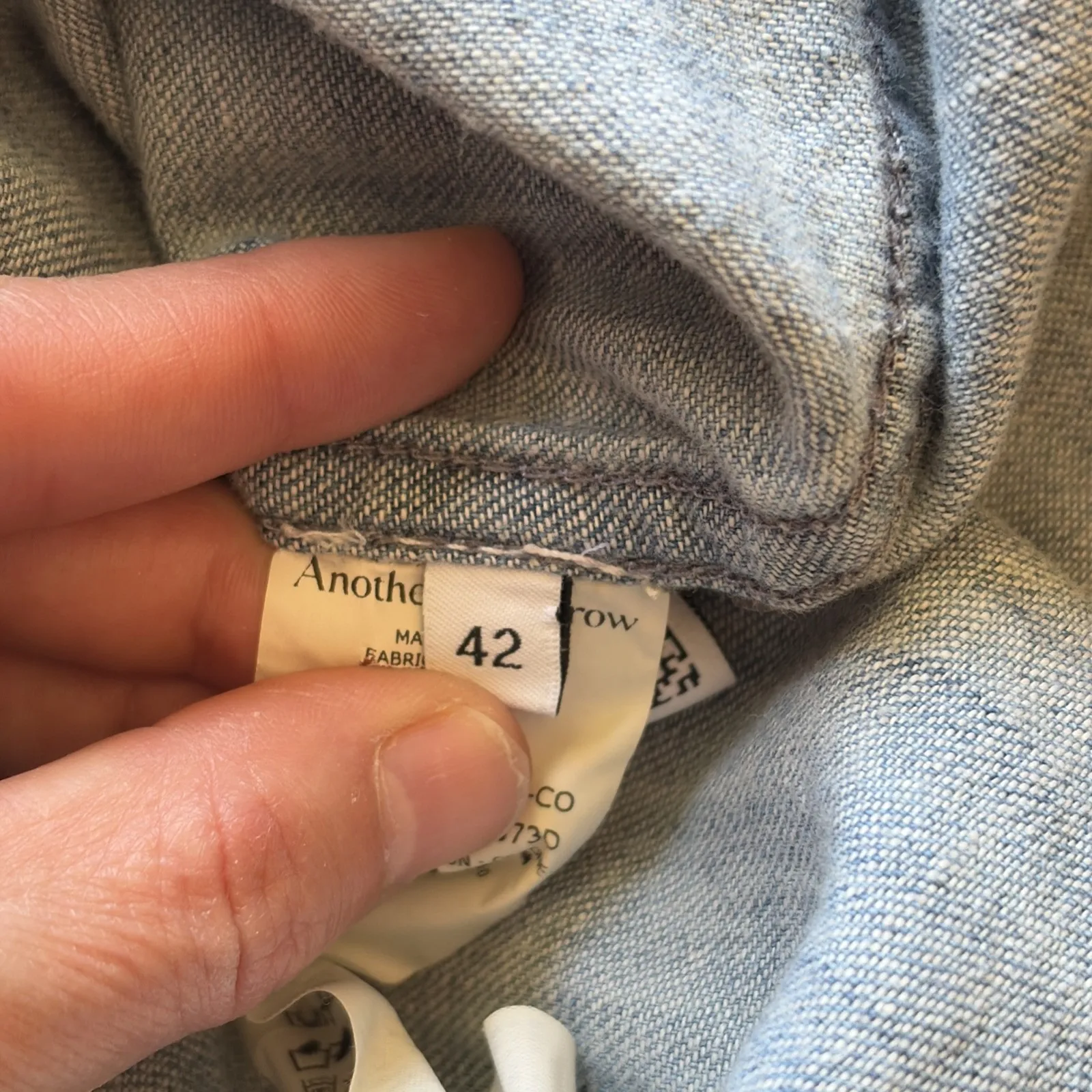 Another Tomorrow Denim Cotton Chambray Midi Dress Made Italy 42 6 *NEEDS REPAIR* Blue - Image 11