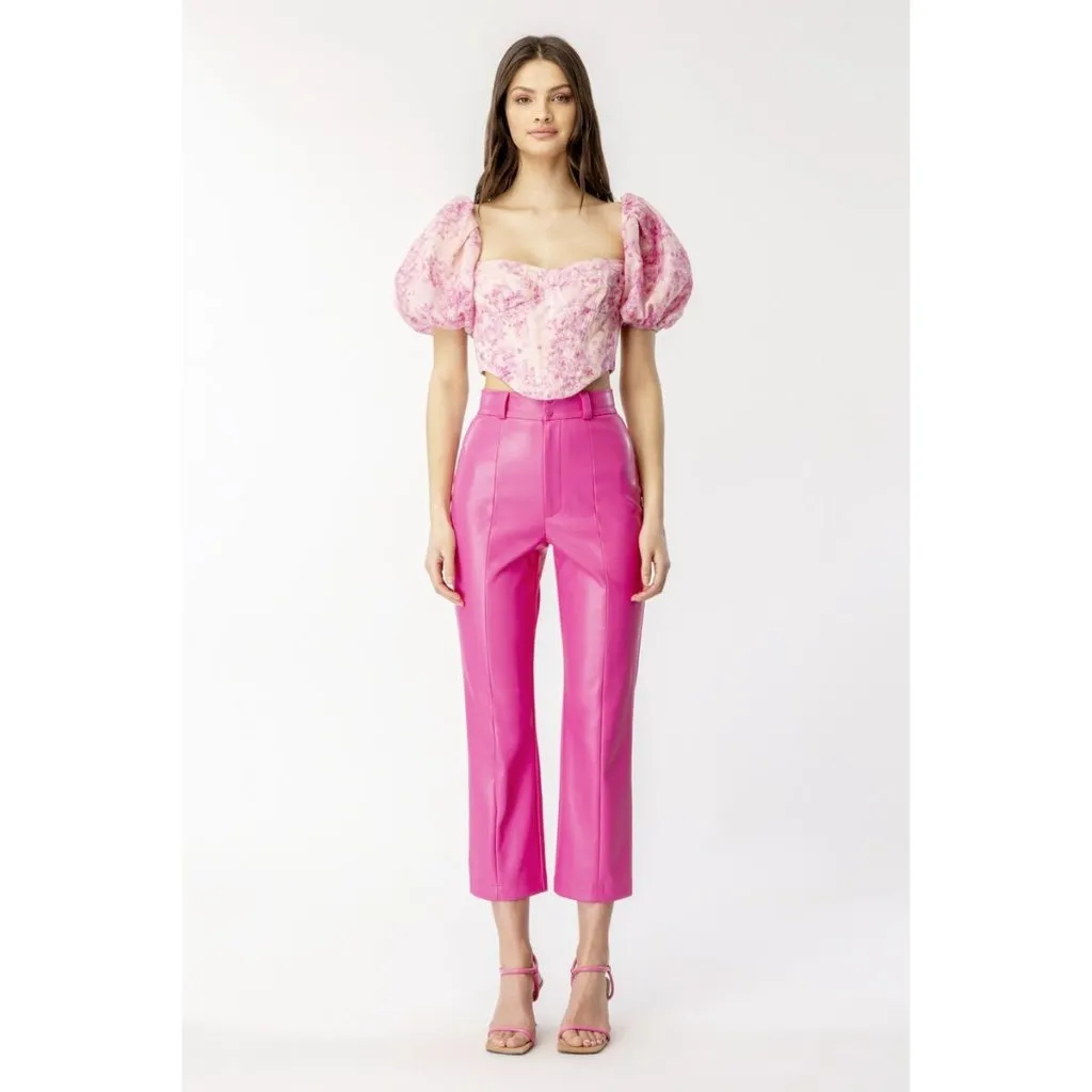 Bardot Polly Faux Leather Pants in Hot Pink 6 Womens Vegan Pleather Trousers - Image 13