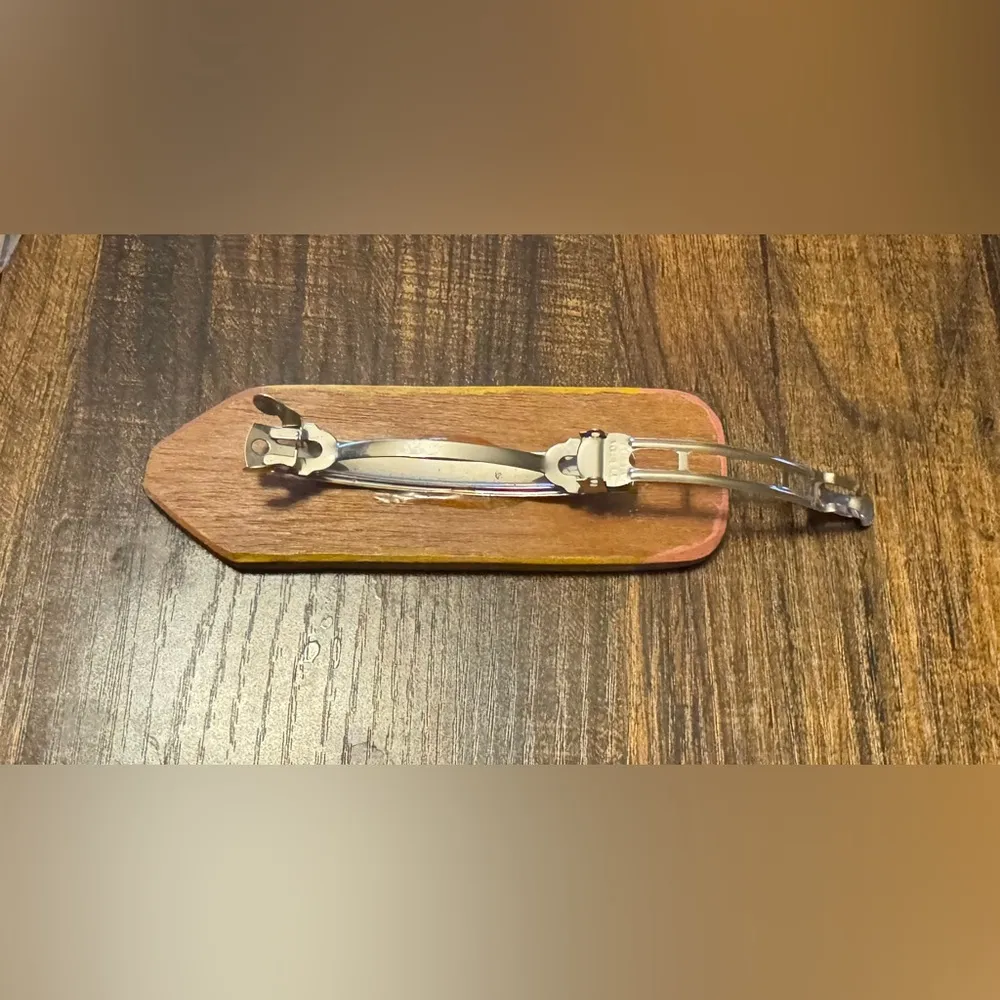 Source Unknown Painted Wood Pencil Barrette. Approx 1.75”x 4.5” EUC - Image 7