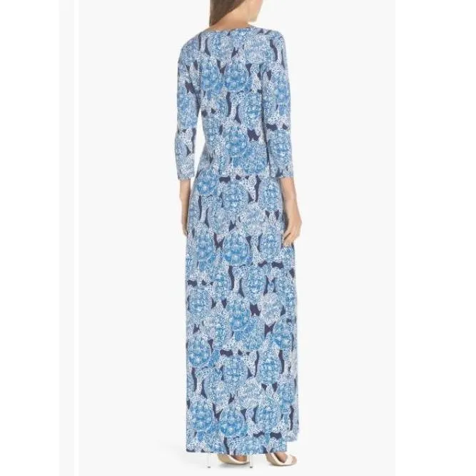 Lilly Pulitzer Anissa Maxi Dress Deep Indigo Snap To It 100% Pima Cotton Resort - Image 3