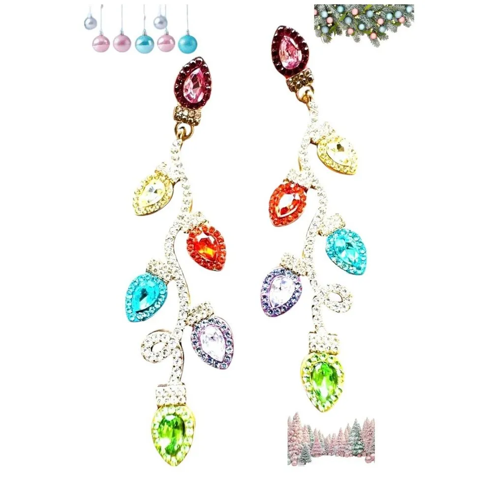 Christmas Bulb Earrings Pierced Posts New Festive Cruise Disco Dance Lig… Gold - Image 4