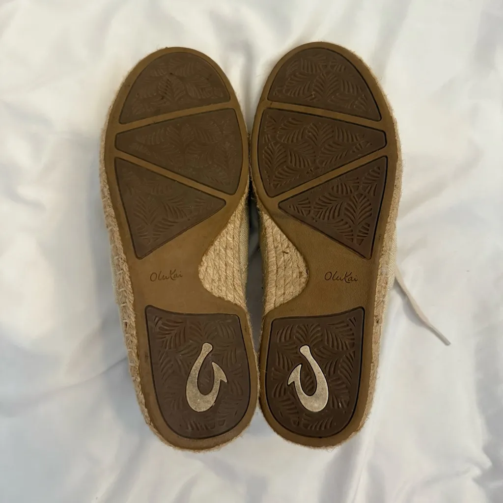 EUC OluKai Kaula Pa‘a Lī Lace Up Espadrille Tan Size 6 - Image 11