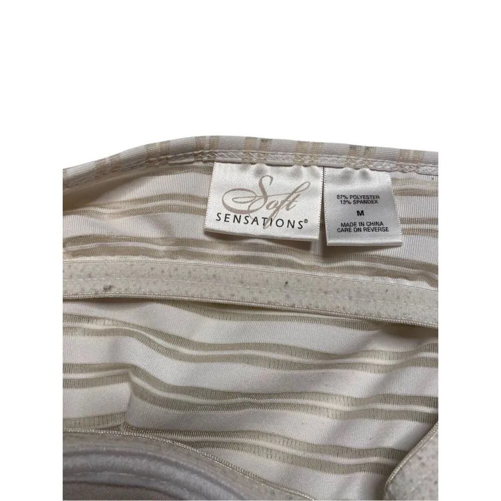 Y2K Soft Sensations Striped Padded Cami Top Vintage Beach Built In Bra Summer White Size M - Image 6