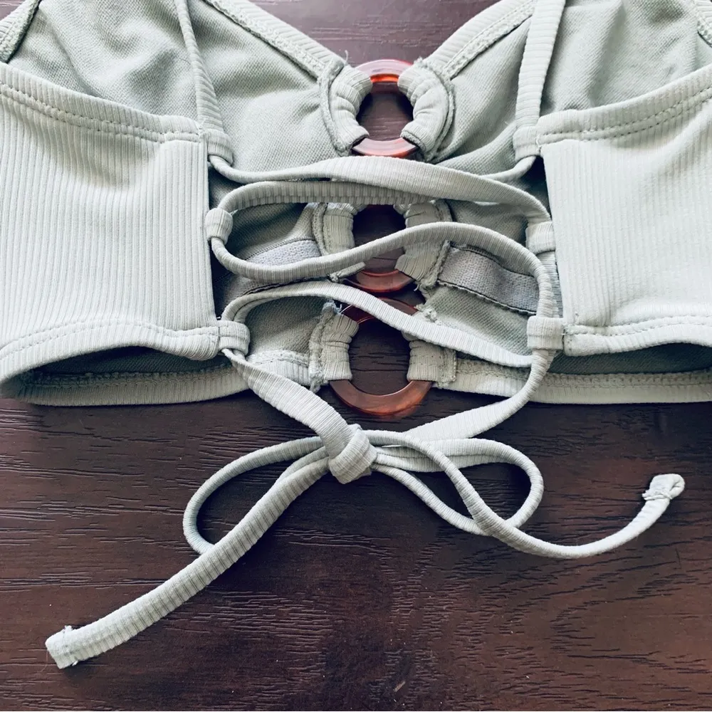 Xhilaration Women's Green Ribbed Strappy Back Bralette Bikini Swim Top | Size: S - Image 5