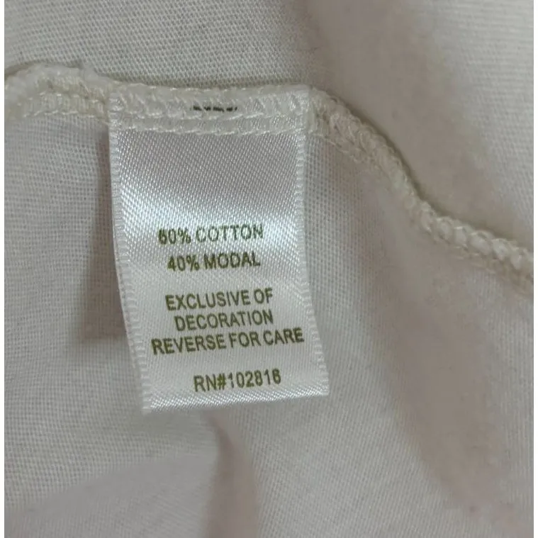 Garnet Hill Ivory Floral Embroidered 3/4 Sleeve Top Sz L Boho Feminine Casual - Image 5