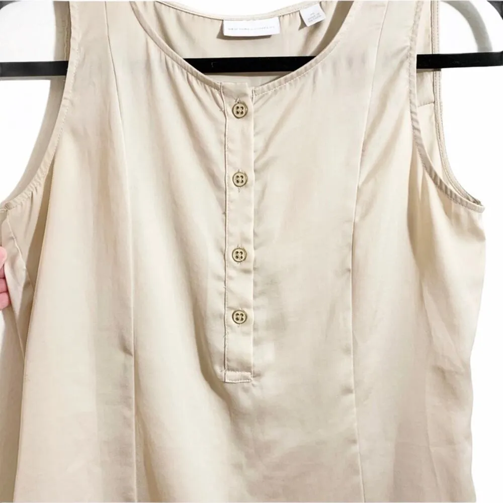 New York and Company Beige Sleeveless Dress Blouse Tan Size XS - Image 7