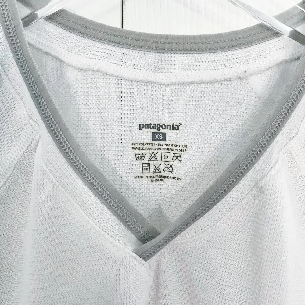 Patagonia White Mesh Short Sleeve V-Neck Base Layer - Image 3
