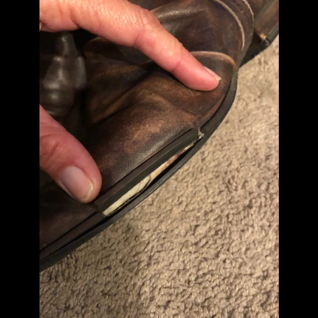 VINTAGE, RARE, leather,distressed boots, brown sz8.5 Size 8.5 - Image 8